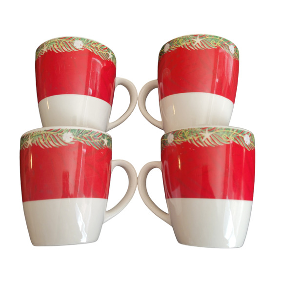 Vintage Oneida Christmas Palm Tree Cups Mugs Sand Dollars Starfish Set of 4 Rare - Picture 8 of 12